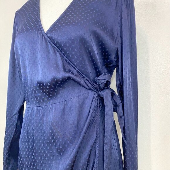 Aritzia Blue Long Sleeve Wrap Cocktail Dress - Picture 6 of 12
